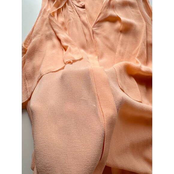 Aritzia WILFRED Peach Orange Sheer Silk Georgette Draped Blouse Top, Size XS - Picture 8 of 11